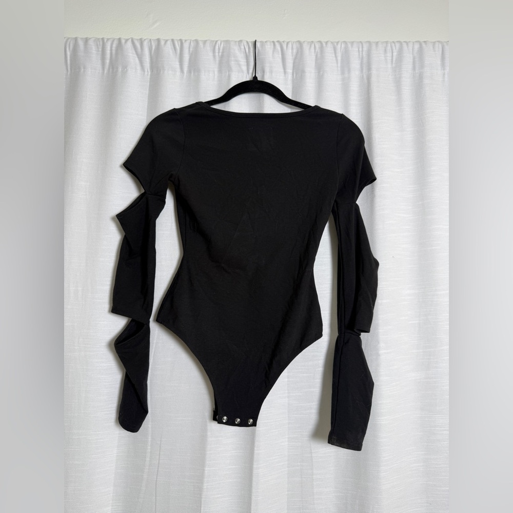 Chaser Black Long Sleeve Cutout Bodysuit Snap Closure | Size XS - Picture 8 of 10
